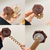 2 Pcs Braided Telephone Wire Hair Bands Dried Rose Flower Phone Cord Elastic Coils No Crease Elastic Coils Ponytail Braids Fixed Hair Rope Spiral Hair Ties(Beige, Coffee)