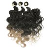 HANNE Synthetic Hair Bundles with Closure Body Wave Hair Extensions 18 20 22 Inch with Lace Closure Heat Resistant Colorful Mixed Blonde Synthetic Bundles