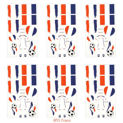 France Flag Temporary Face Tattoos Stickers for Adults And Kids, 6 Sheets 2024 European Cup Football National Flag Removable Tattoos, World Cup Temporary Tattoos Stickers for Football Games Party