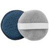 S&T INC. Gentle Face Scrubbers, Dual Sided Face Exfoliators with Elastic Strap, 3.3 Inch Diameter, 2 Pack, Navy/Grey