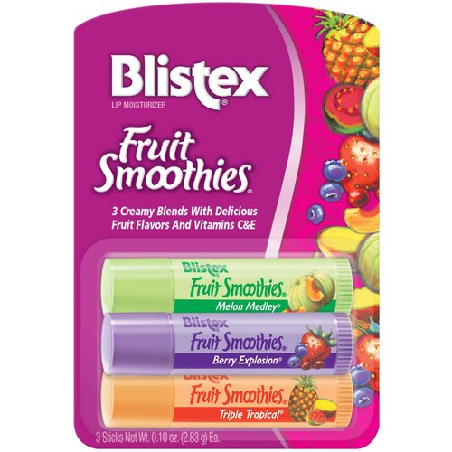 Blistex Fruit Smoothies Lip Balm, (3) 0.10 oz. sticks, Pack of 12