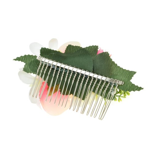Lucky Summer Bridal Floral Hair Comb Wedding Bridesmaid Flower Greenery Headpiece (Champagne)