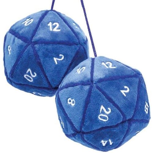 Toy Vault 20-Sided Plush Dice Danglers for Car Mirror (Blue); Hanging Dice Decor for Auto Rearview Mirror