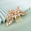 BERYUAN Women Girls Bridal Champagne Crystal Rhinestone Wedding Hair Comb Teardrop Rhinestone Wedding Headpiece Silver Gold Wedding Hair Accessories Bridal Headband for Brides Bridesmaid (champagne)