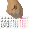 Fierce Crouching Jaguar Jungle Cat Temporary Tattoo Water Resistant Fake Body Art Set Collection - Dark Blue (One Sheet)