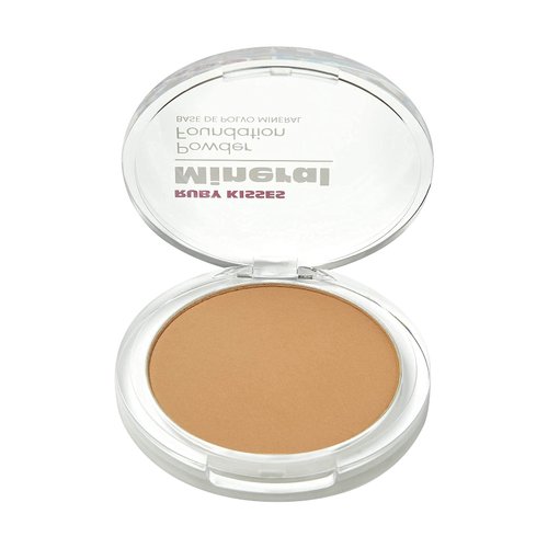 Ruby Kisses Mineral Pressed Powder Foundation, Medium to Full Coverage Natural Finish 0.35 Ounce (Caramel)