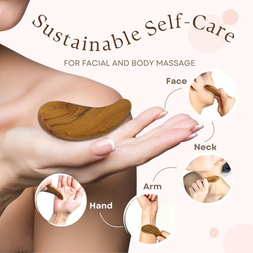 gwynth Teak Wood Gua Sha Facial Tool for Face and Body Massage, Anti-Aging Reduce Puffiness Wrinkles Shape Jawline Skincare Routine Treatment, Wooden Gua Sha Massager with Travel Pouch for Gift Set