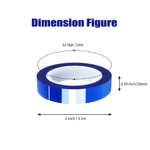 MEBMIK 2 Rolls 10mm x16m(52FT) Blue Heat Tape High Temperature Heat Resistant Tape Heat Transfer Tape for Heat Sublimation Press Vinyl,No Residue