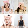 Atoden Cat Ears Spa Headband Wristband Set Animal Skincare Headband Funny Makeup Headband for Washing Face Fluffy Elastic Face Wash Hair Band for Women Girls Cute Trendy Stuff (Pink)