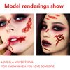 Fake Scars Halloween Temporary Tattoos Face Fake Blood Makeup Fake Scars Cuts, Face Fake Stitches Temporary Tattoos Healthy Makeup 3D Realistic Fake Scratches Blood Scar Tattoo Stitches Sticke 30PCS