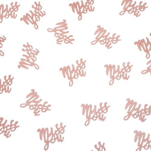Miss You Glitter Confetti for We will Miss You Retirement Party Table, Goodbye Going Away Party Decorations Farewell Confetti Decorations Office Work Party Supplies 100 Pieces Rose Gold