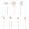 7 Pieces U shaped Vintage Gold Leaf Hair Pins for Women Handmade New Material Polymer Clay Flower Wedding Hair Pins Bridal Accessories Jewelry