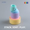 BLUE GINKGO Silicone Stacking Cups - Nesting Cups and Silicone Stacking Toy - Open Ended Montessori Toddler and Baby Stacking Cups - Neutral Baby Toys (5 Cups - Pastel)