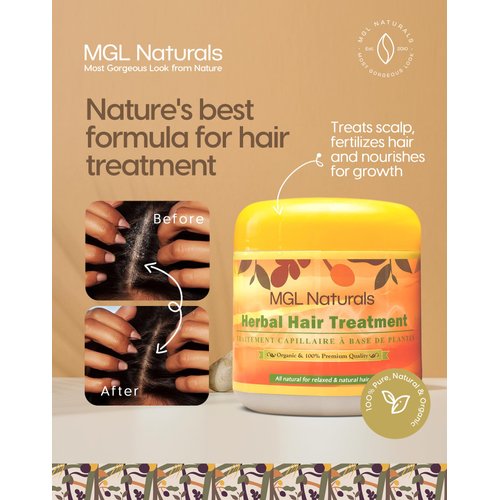 MGL Naturals Hair Treatment Mask - Organic Shea Butter, Castor Oil, Herbal Extract, Virgin Coconut Oil, Mint for Hair Growth, Nourish, Moisturize, Repair Hair, Edges, Scalp and for Dandruff. 10oz