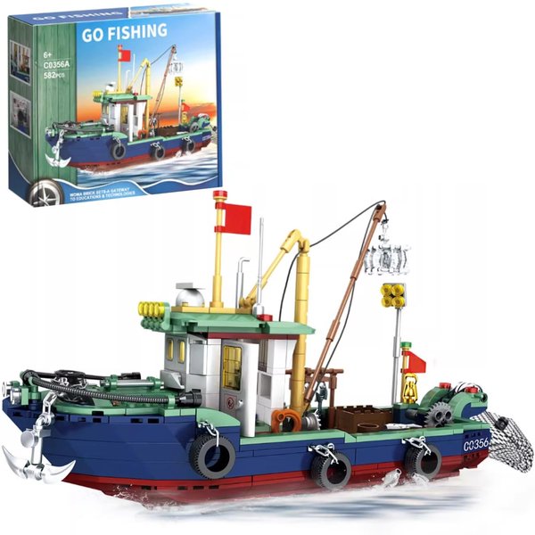 Vziimo Fishing Boat Building Blocks Sets, City Marine Theme Model Kit for Ocean Exploration and Sea Fishing Lovers, Fishing Ship Toys for Kids Boys Girls (582 PCS)