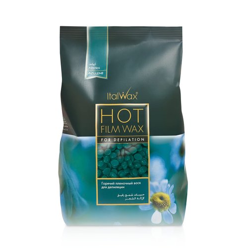 Italwax Azulene - 1kg / 2.2lb - Hard wax beads for hair removal - Natural formulation ideal for sensitive skins - Unscented - Recommended for Bikini Area and Armpits