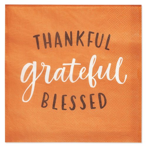American Greetings 50-Count 6.5 in. x 6.5 in. Lunch Napkins, Thankful Thanksgiving Party Supplies