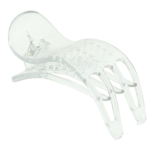 Parcelona French Simply Bear Paw Medium 3” Celluloid Acetate Side Slide In Jaw Yoga Fine Hair Claw Clip for Women and Girls (Clear)