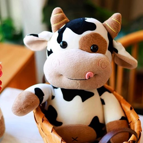YUCHNG Cow Plush Toy Cow Stuffed Animal Cute Soft Plush Cow Toy Cow Doll 12 Inch for Kids,Toddlers (Black and White Naked Cattle)