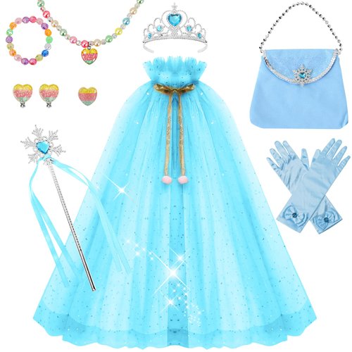 Jeroesja Princess Dress Up for Girls - 11 Pieces Princess Cape Set - Dress Up Clothes for Girls 3-8 - Ideal Dress Up Set Gift
