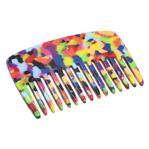 French Amie Pocket Comb Multicolor Small 4 Inch Cellulose Handmade Smooth Tip Wide Tooth Non Static Hair Comb