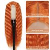 FEEL ME 28inch Synthetic Deep Wave Wig Long Ginger Curly Wigs for Black Women Orange Deep Curly Synthetic Lace Front Wig Middle Part Fake Scalp Natural Crimps Curls Daily Party Wig