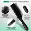 Hommtina 4pcs Detangling Brush Set Getting Shine and Makes Hair Smooth, Curly Hair Brush for Adult & Kids Wet or Dry Hair (3 PCS, Black+Black)