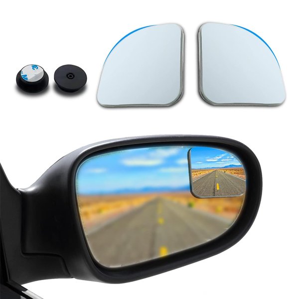 UGSHY 2 PCS Car Rearview Blind Spot Mirror, Adjustable High-definition Fan-shaped Mirror, Frameless Wide-angle Convex Mirror, Universal Auxiliary Mirror for Most Cars (Silver)