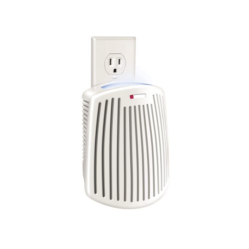Hamilton Beach TrueAir Plug-Mount Air Freshener Odor Eliminator for Common Household-Tobacco, Pet, Bathroom & Trash, On/Off Fan, with Nightlight and Carbon Filter + Green Meadow Cartridge, White