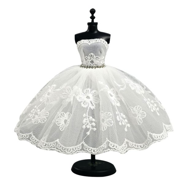 Fashion Tutu Ballet Dress for 11.5" Doll Clothes Outfits 1/6 Dolls Accessories Rhinestone 3-Layer Skirt Ball Party Gown (White)
