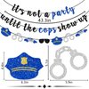 Pre-strung It's Not a Party Until the Cops Show up Banner, Police Retirement Banner, Police Birthday Party Decorations, Police Themed Garland, Black and Blue Glitter