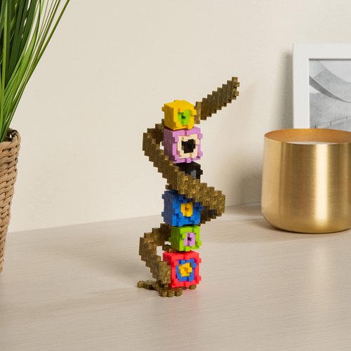 PLUS PLUS Inspired Art History Building Set, 3D Painting Kit & Craft Supplies for Kids, 350 Mini Interlocking Open Ended Pieces - Klimt, The Kiss