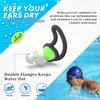 [2 Pairs] Ear Plugs for Swimming, Hearprotek Swim Ear Plugs Adults-Waterproof Silicone Water earplugs for Men Women Juniors Swimmers Pool Shower Bathing (Green)