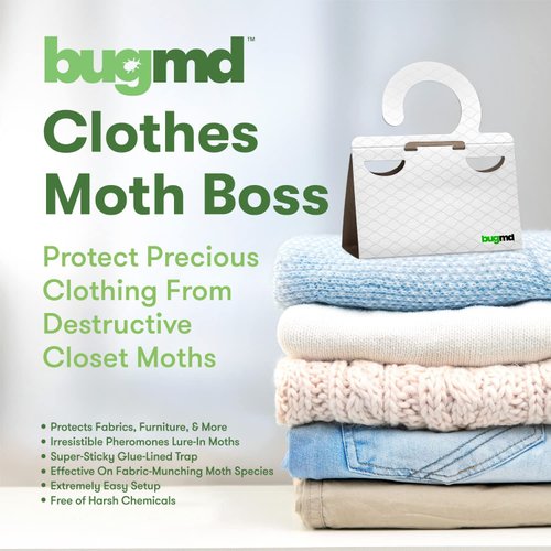 BugMD Clothes Moth Boss Traps (6 Count, White) - Sticky Glue Bug Repellent Pheromone Attractor for Closets Wardrobes Cabinet Drawers, Moth Balls for Closet, Moth Traps with No Harsh Chemicals