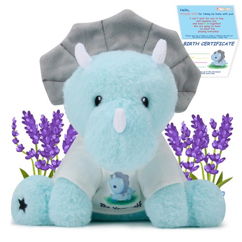 Kittenice Dinosaur Stuffed Animals, Dino Triceratops Stuffed Animal, Soothing Lavender Scented Plushies Toys for Boys Girls Kids