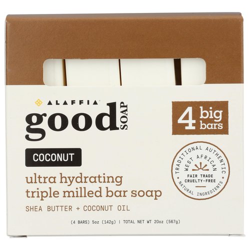 Alaffia Coconut Good Soap Value Pack 4 Count, 20 OZ