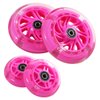 Front 120mm & Rear 80mm Light-Up Flashing 3-Wheeled kid Scooter Replacement Wheels, Complete Wheels Set for 3-Wheeled Kid Push Scooter, Set of 4 (Pink)