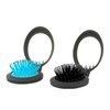 NuAngela Mini Hairbrush, Folding Hair Brush With Mirror Set, Compact Pocket Size, Travel Pop Up Hair Comb, Easy Keep in Purse, Gym Car Bag (2 Count (Pack of 1), Black Blue)