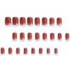 24 Pcs Chrome Maple Leaf Press on Nails Fall Thanksgiving Acrylic Fake Nails Short Square Glossy Red Maple False Nails Gel Glue on Nails Manicure Autumn Maple Stick on Nails for Coquette Women Girls