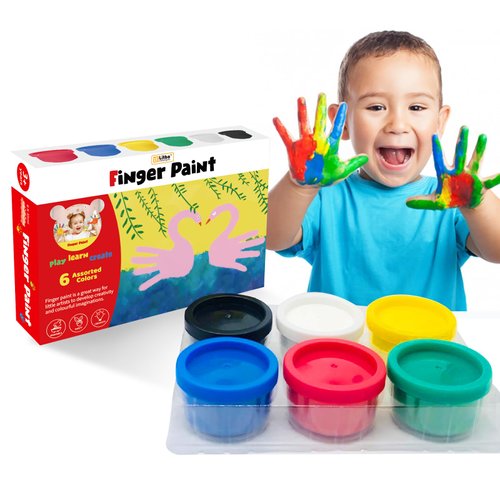 Finger Paint Set for Kids - Non-Toxic, Washable, and Safe Finger Paints for Toddlers - Perfect for Creative Play, Arts & Crafts, and Learning Activities (6, 6)