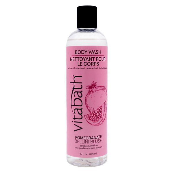 Vitabath Pomegranate Bellini Blush Body Wash Moisturizing Bath & Shower Cleanser & Skincare Radiant Detox & Restore Nourishing Body Polish - 12 oz