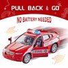 KIDAMI Die-cast Metal Toy Cars Set of 5, Openable Doors, Pull Back Cars Ambulance, Gift Pack for Kids (Official Car Ⅱ)