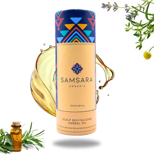 Samsara Organic Scalp Revitalizing Herbal Oil With Bhringraj, Brahmi & Other Ayurvedic Herbs To Promote Growth, Control Fallout & Scalp Treatment | 100% Natural Hair Care