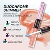 CHARMACY 2 In 1 Multichrome Moisturizing Lip Gloss, Double Head Liquid Lipstick, Mirror Waterproof Long Lasting No Fading Lip Balm, Hydrating Lip Plumper Waterlight Glossy Makeup #01