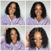Short Bob Wig Human Hair Deep Wave 13x4 Transparent Lace Front Wigs Human Hair Pre Plucked 180% Density Deep Curly Lace Frontal Wig 100% Virgin Human Hair with Baby Hair Natural Black 12 Inch