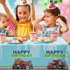 GZBJMYGS Truck Happy Birthday Tablecloth Truck Party Plastic Supplies Car Theme Boys Girls Green Birthday Party Supplies Party Picnic Camping Plastic Table Cover Decorations