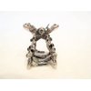 Silver metal blue/black flower butterfly crystal hair claw clip bridal clip