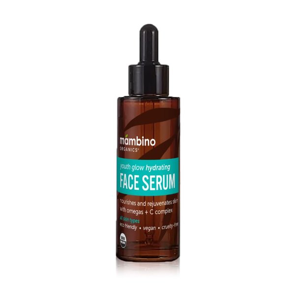 Youth Glow Hydrating Serum – Organic, Face Serum with Namibian Marula – Nourishing Omegas & Vitamin C for Dryness, Dark Spots, Dullness – Cruelty-Free Skin Care by Mambino Organics, 1 fl oz
