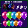 128Pcs UV Neon Glow in the Dark Balloon Arch Kit, Rainbow Red Blue Yellow Green Balloons, Fluorescent Party Supplies for Disco, Glow Parties, 80s 90s Neon Themed Birthday Celebrations