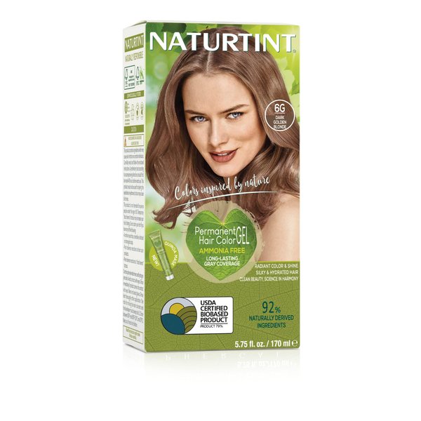 Naturtint Permanent Hair Color 6G Dark Golden Blonde (Pack of 1), Ammonia Free, Vegan, Cruelty Free, up to 100% Gray Coverage, Long Lasting Results